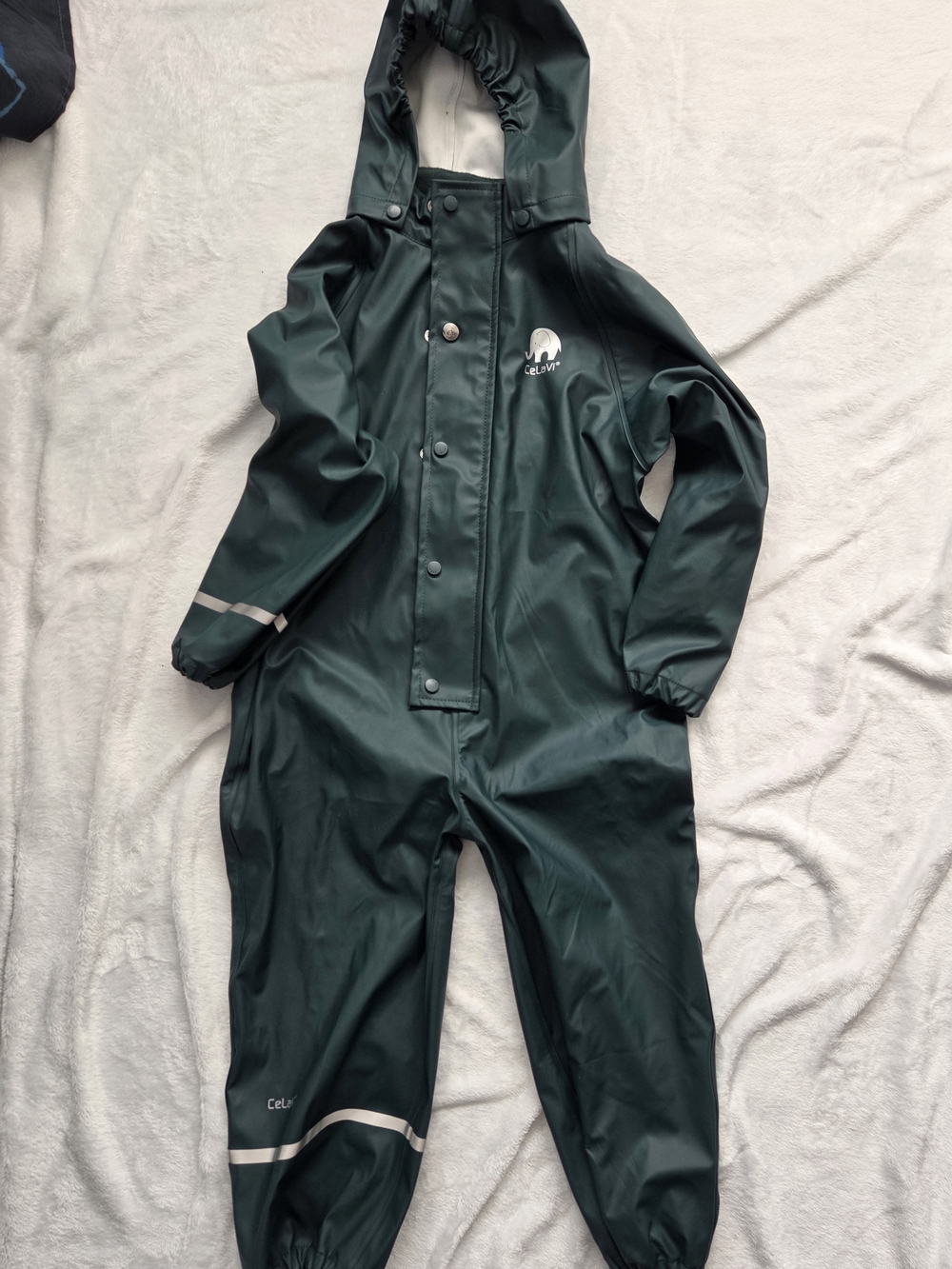 Celavi Kids Waterproof Hooded Rain Coverall in Forest Green 110 (5T)